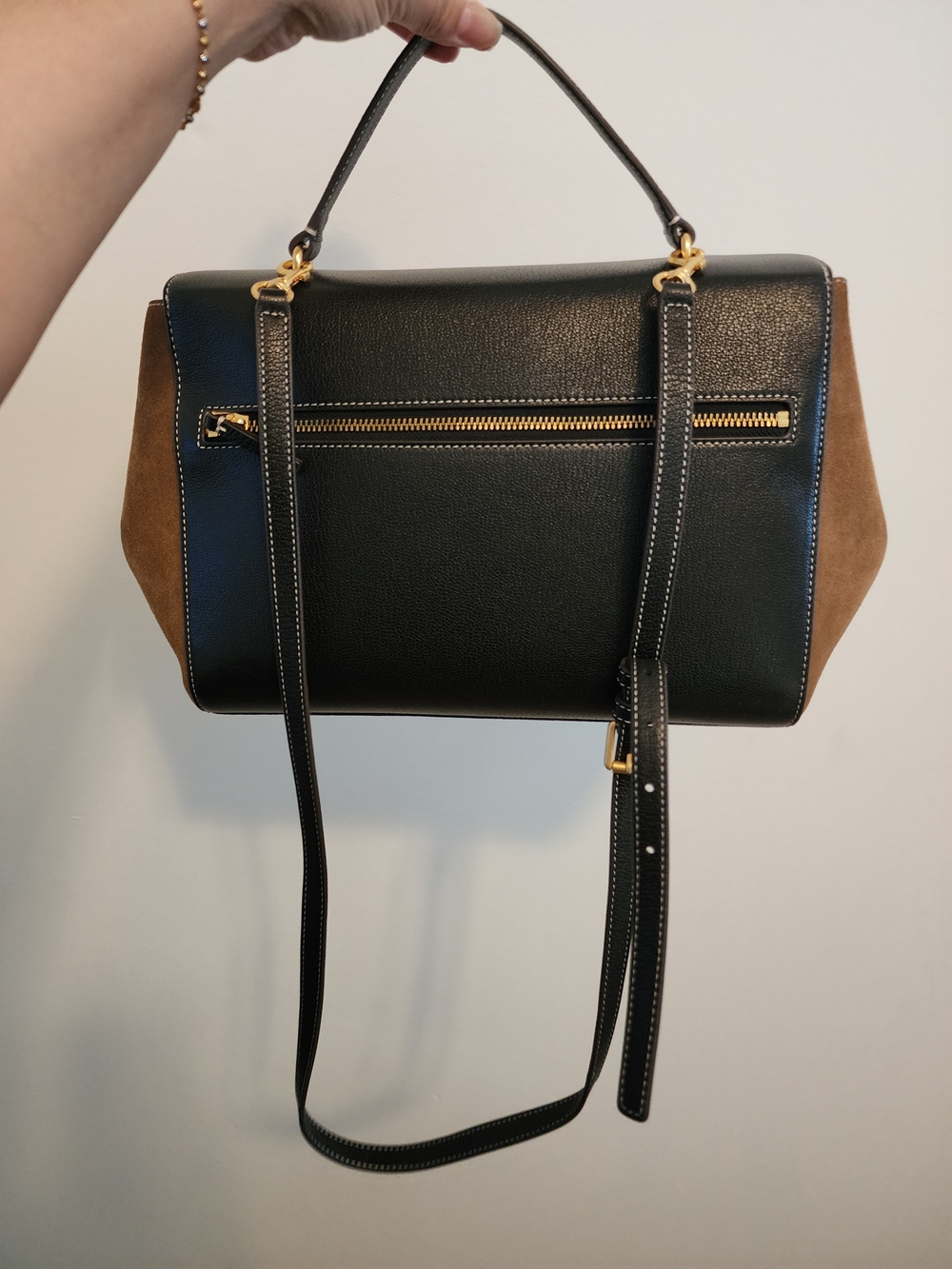 Tory Burtch Black and Brown Leather Suede Top-Handle Bag - Never Used - Picture 3 of 14